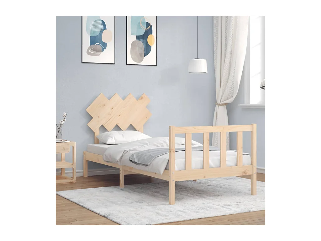 Bedframe met hoofdbord massief hout