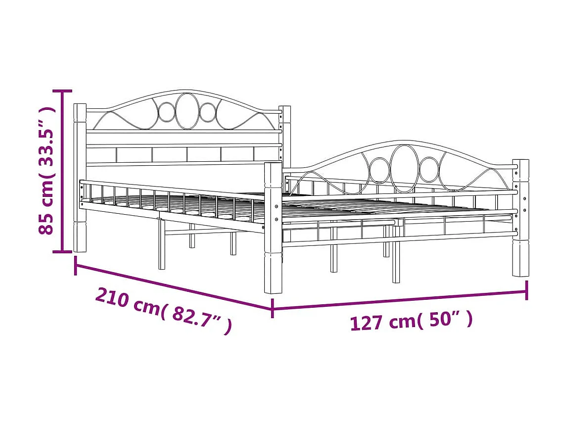 Estrutura de cama 120x200 cm metal preto