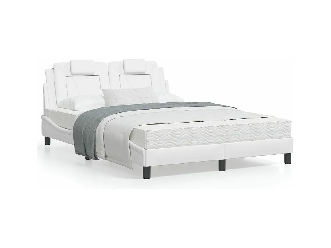 Cama con colchón cuero sintético blanco 120x200 cm