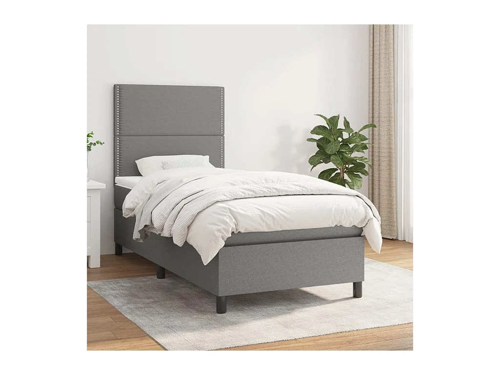 Boxspring met matras stof donkergrijs 100x200 cm