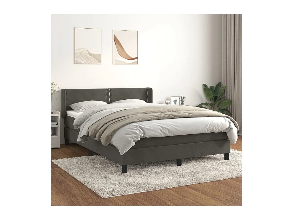 Boxspring met matras fluweel donkergrijs 140x200 cm