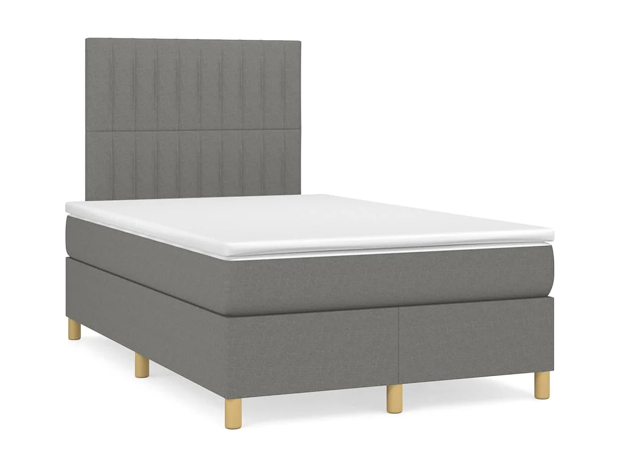 Cama box spring con colchón tela gris oscuro 120x200 cm