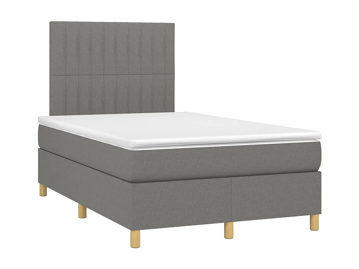 Cama box spring con colchón tela gris oscuro 120x200 cm