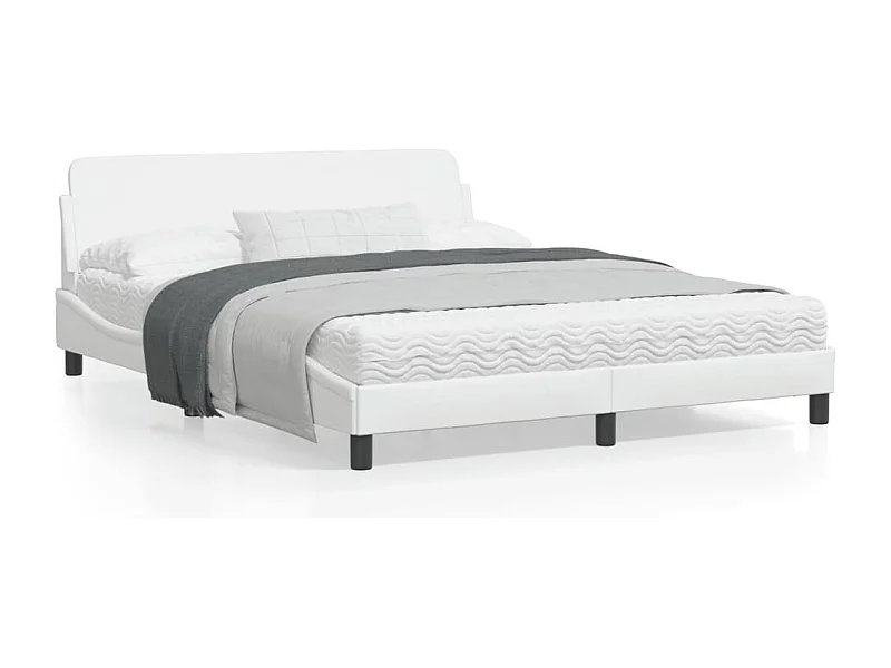Estructura de cama cabecero cuero sintético blanco 160x200 cm