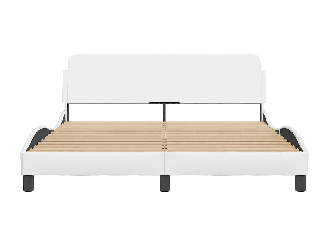 Estrutura cama c/ cabeceira 160x200 cm couro artificial branco