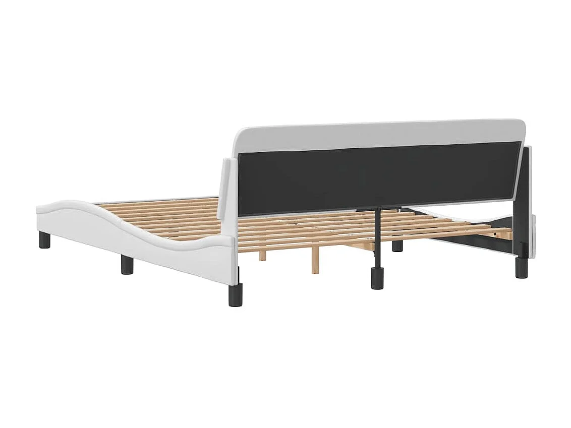 Estrutura cama c/ cabeceira 160x200 cm couro artificial branco