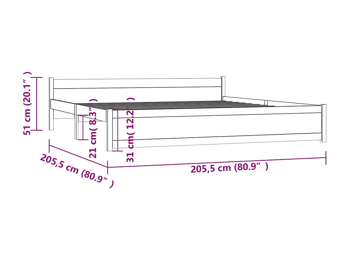 Estructura de cama madera maciza marrón miel 200x200 cm
