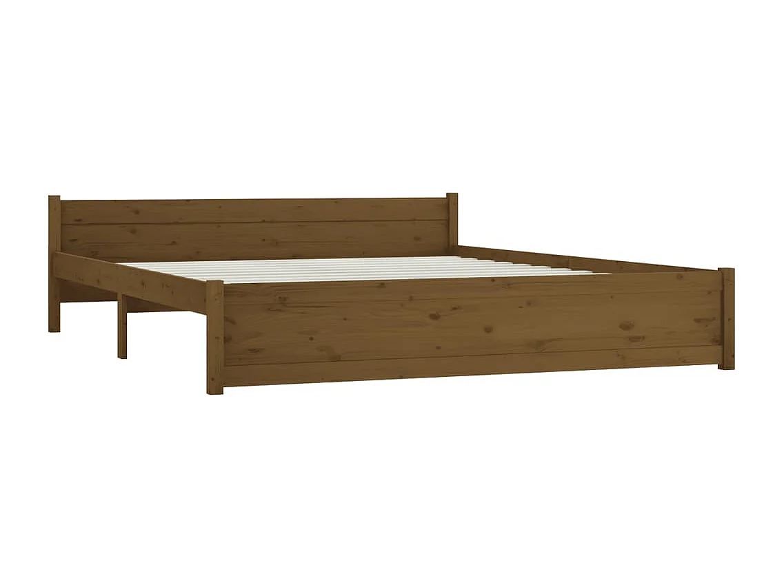 Estrutura de cama 200x200 cm madeira maciça castanho mel