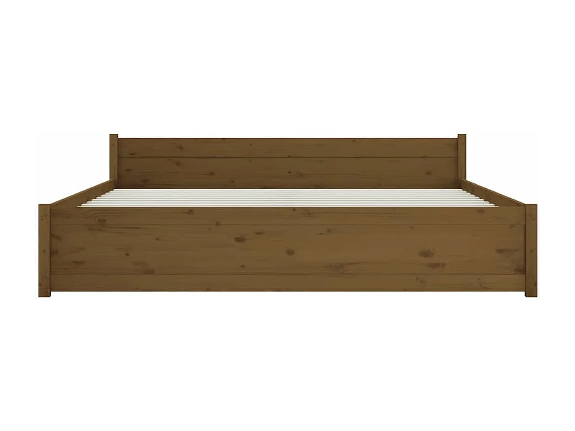 Estrutura de cama 200x200 cm madeira maciça castanho mel