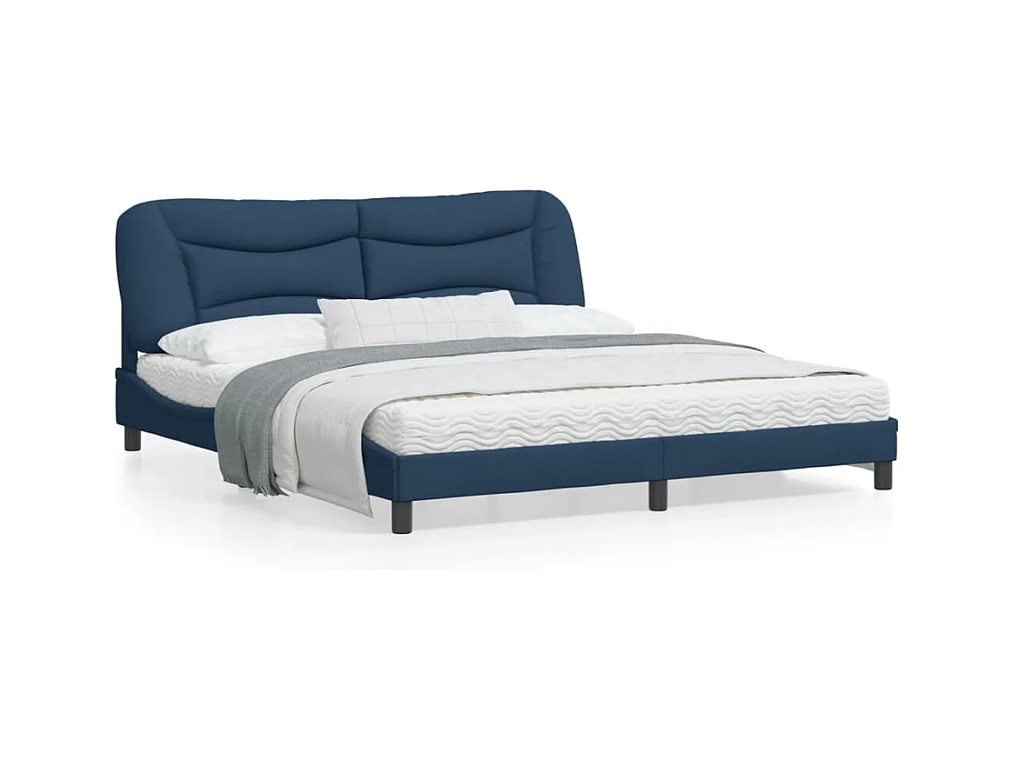 Bedframe met LED zonder matras "Hvar" 180x200 cm stof blauw