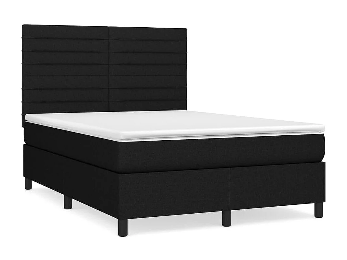 Cama box spring con colchón tela negro 140x190 cm