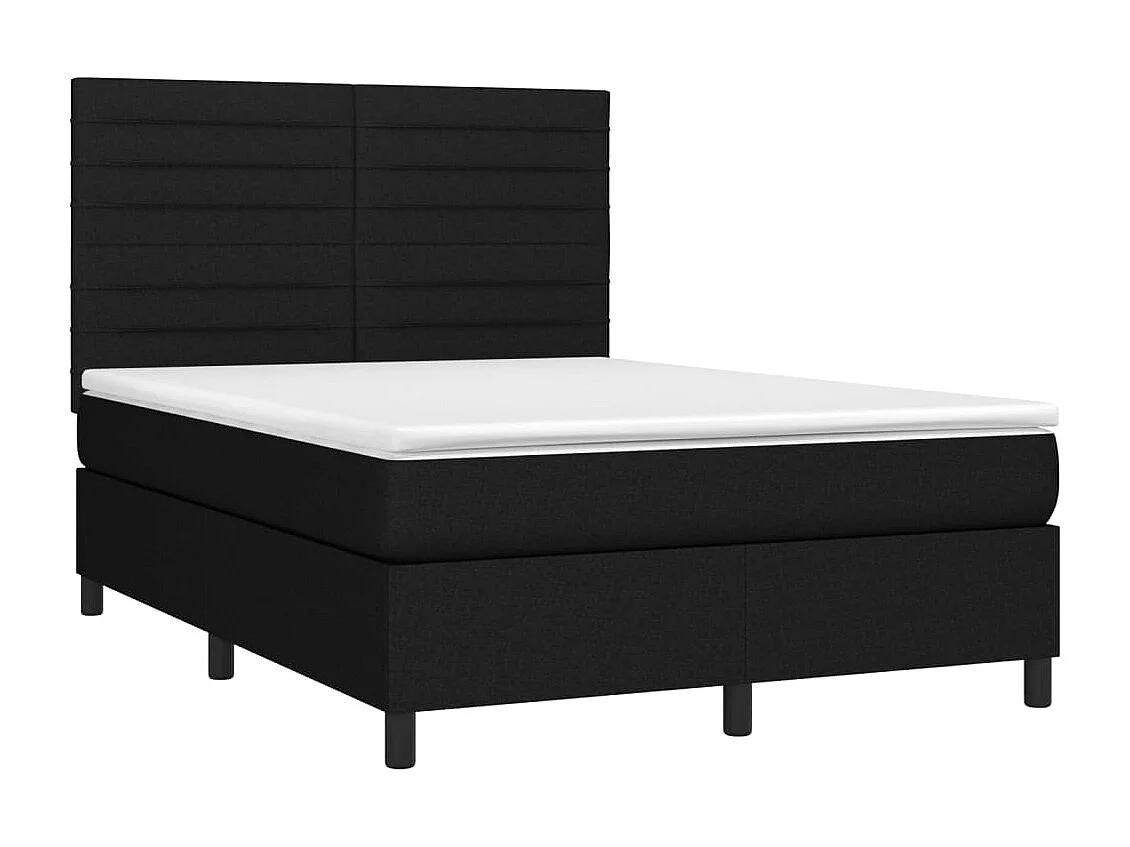 Lit à sommier tapissier avec matelas Noir 140x190 cm Tissu