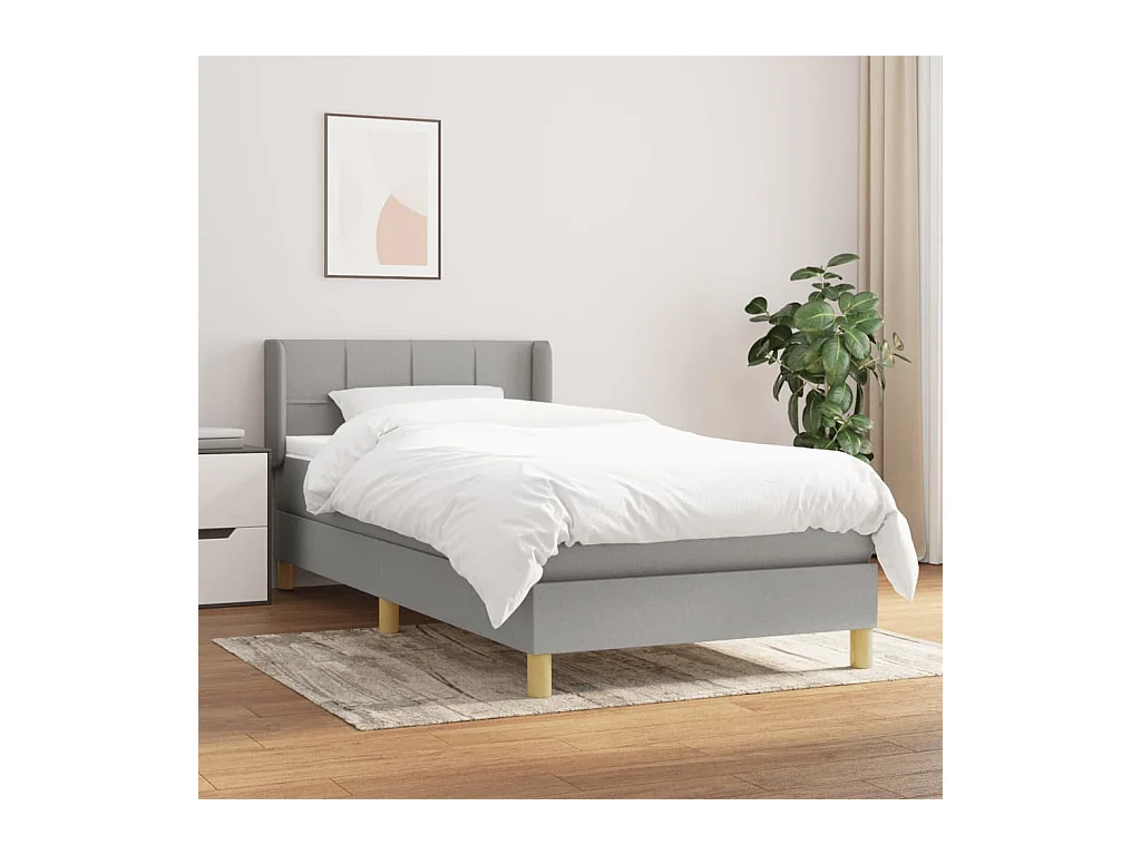 Cama com molas/colchão 100x200 cm tecido cinzento-claro
