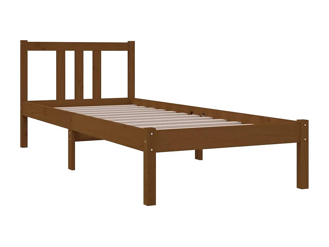 Cadre de lit Marron miel Bois massif 75x190 cm Petit simple