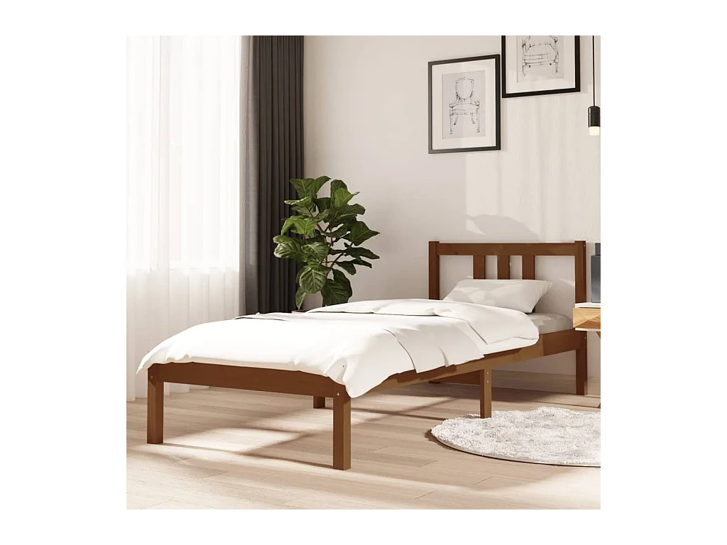 Estructura de cama madera maciza marrón miel 75x190 cm