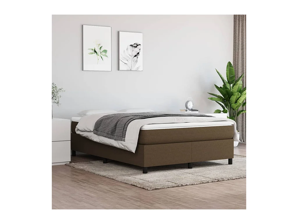Boxspring met matras stof donkerbruin 140x190 cm