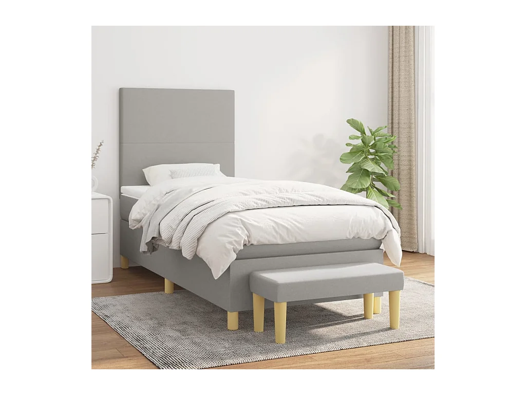 Boxspring met matras stof lichtgrijs 100x200 cm