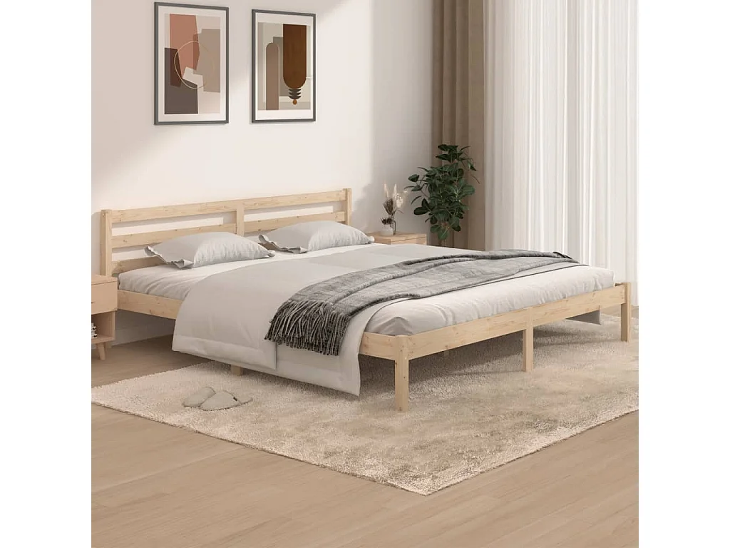 Cadre de lit Bois de pin massif 180x200 cm Super King