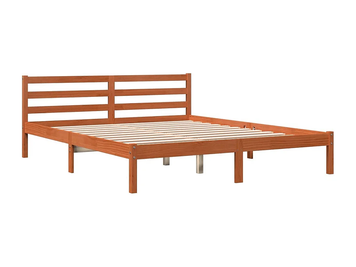 Estrutura de cama 180x200 cm madeira pinho maciço castanho cera