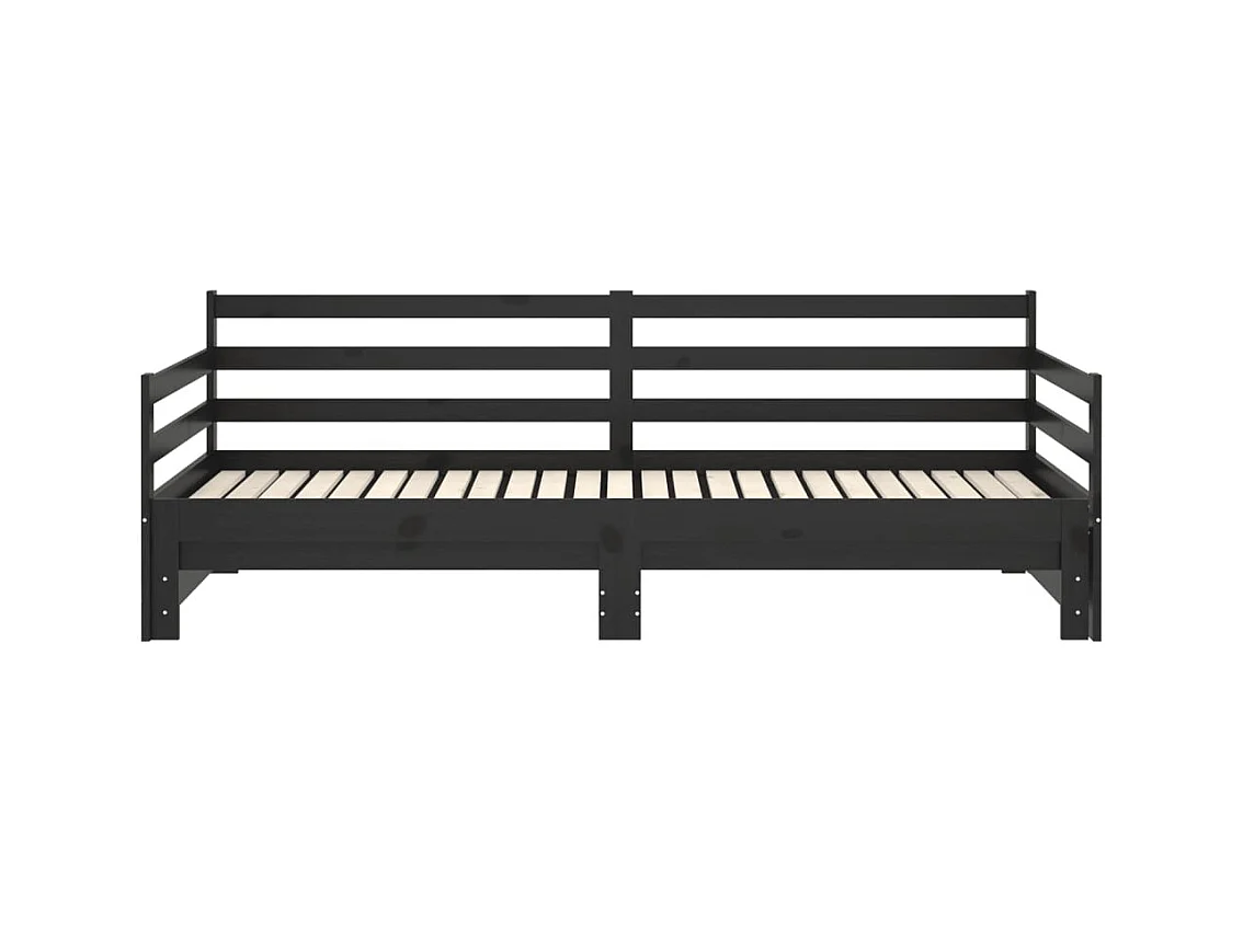 Lit coulissant Noir Bois de pin massif 2x(90x200) cm