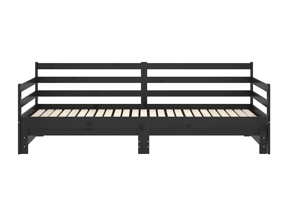 Estrutura sofá-cama de puxar 2x(90x200) cm pinho maciço preto