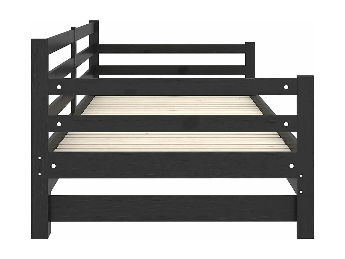 Estrutura sofá-cama de puxar 2x(90x200) cm pinho maciço preto