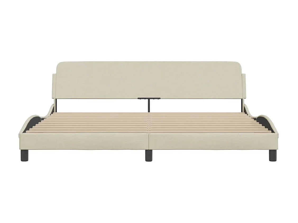 Cadre de lit avec tête de lit Crème 200 x 200 cm Tissu