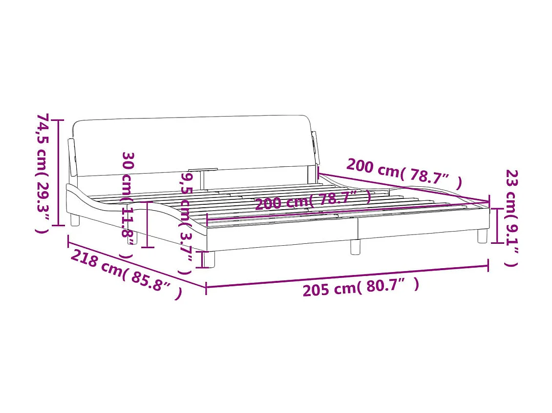 Cadre de lit avec tête de lit Crème 200 x 200 cm Tissu