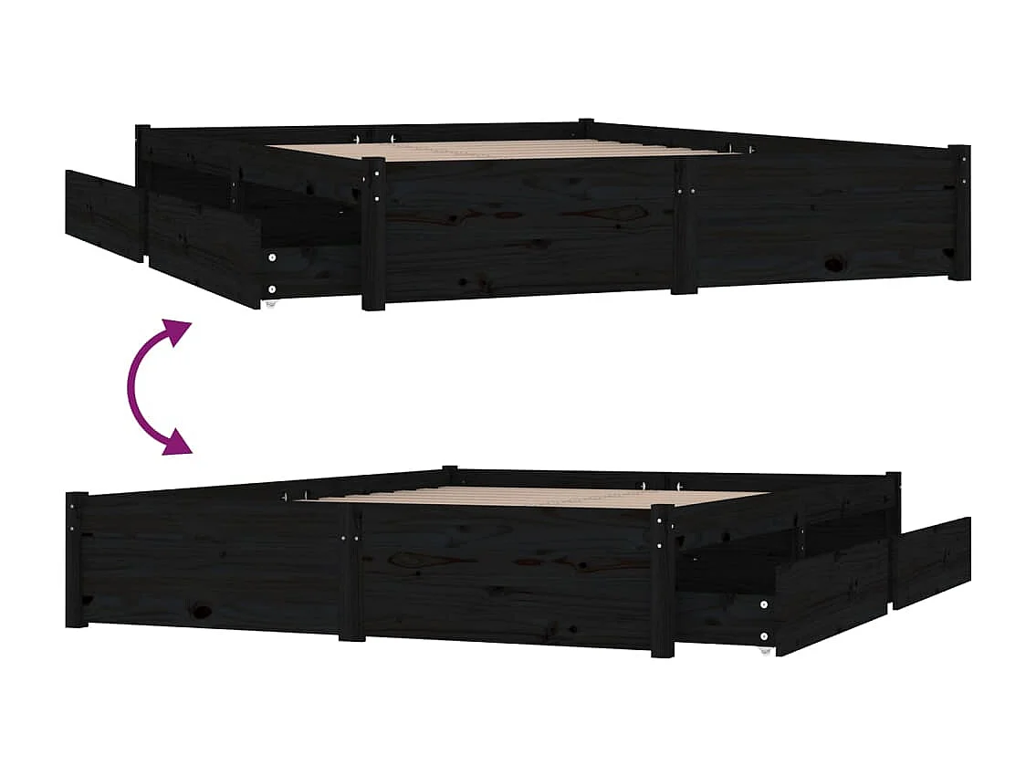 Estrutura de cama c/ gavetas 140x190 cm preto