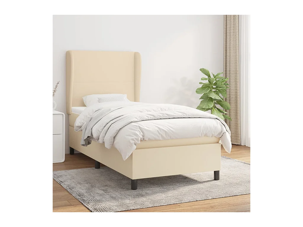 Boxspring met matras stof crèmekleurig 80x200 cm