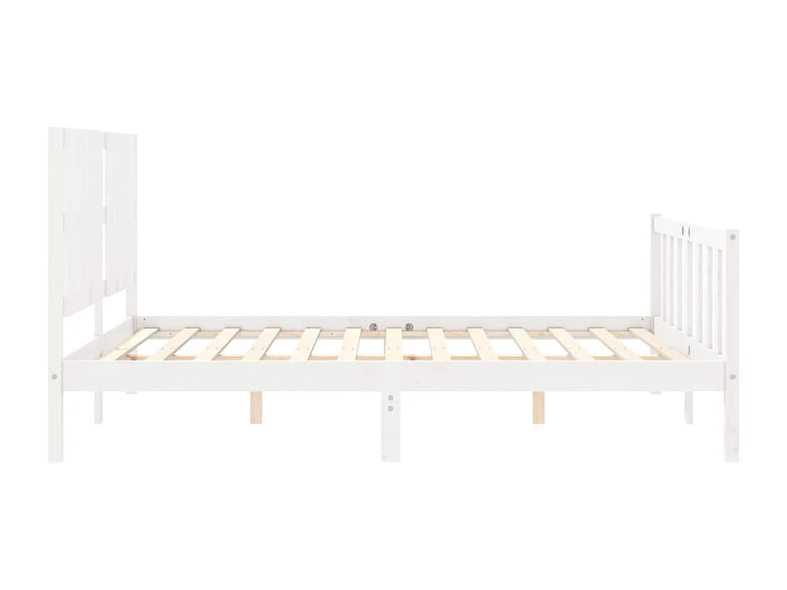 Cadre de lit avec tête de lit blanc King Size bois massif
