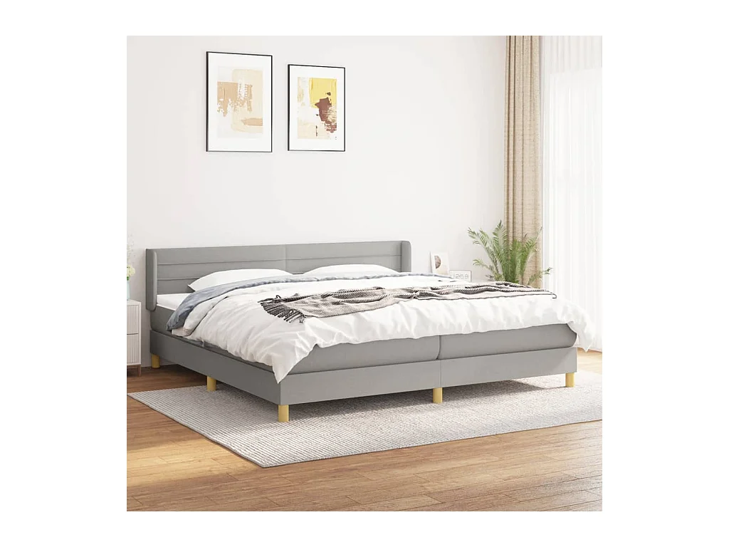 Boxspring met matras stof lichtgrijs 200x200 cm