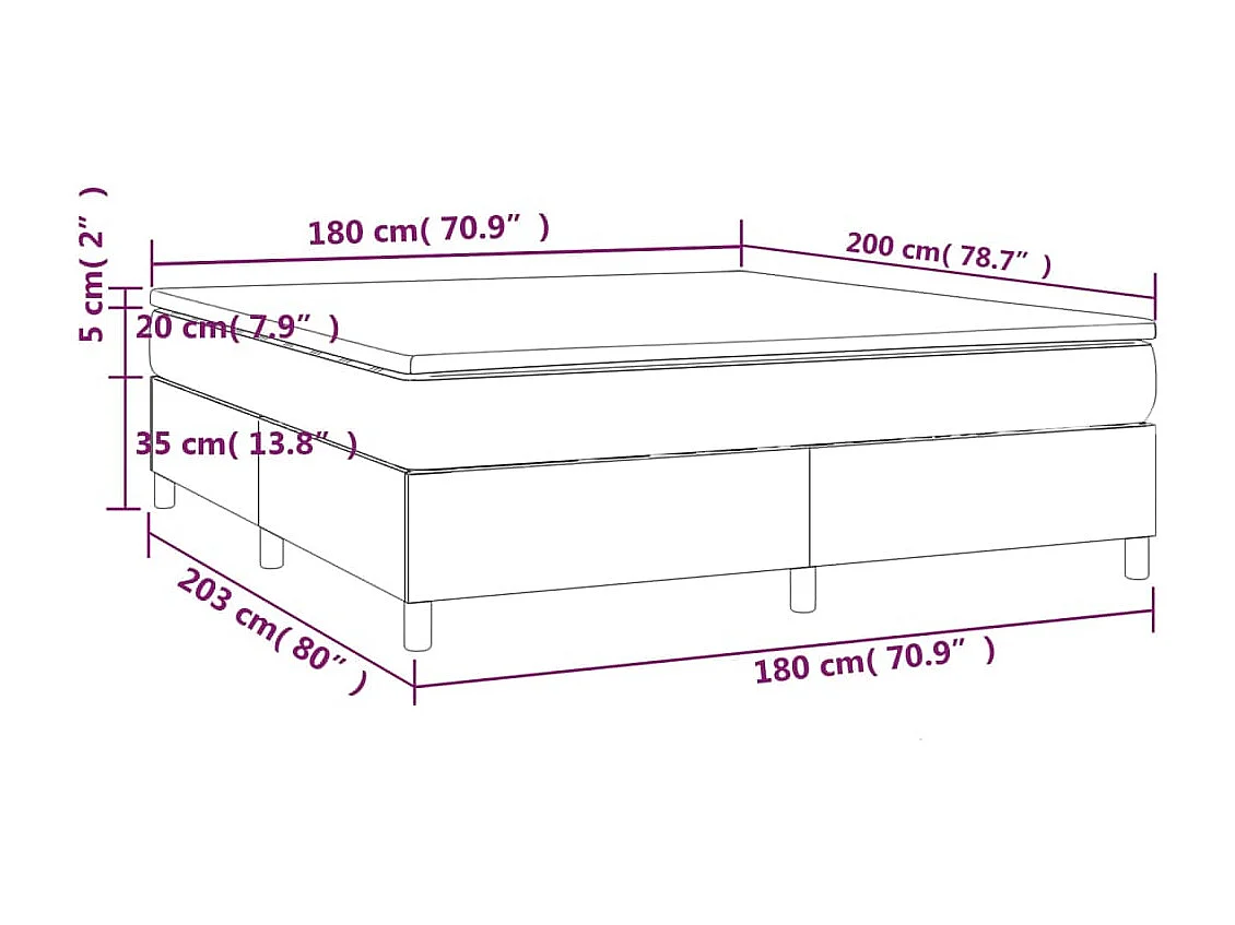 Lit à sommier tapissier avec matelas Crème 180x200cm Similicuir