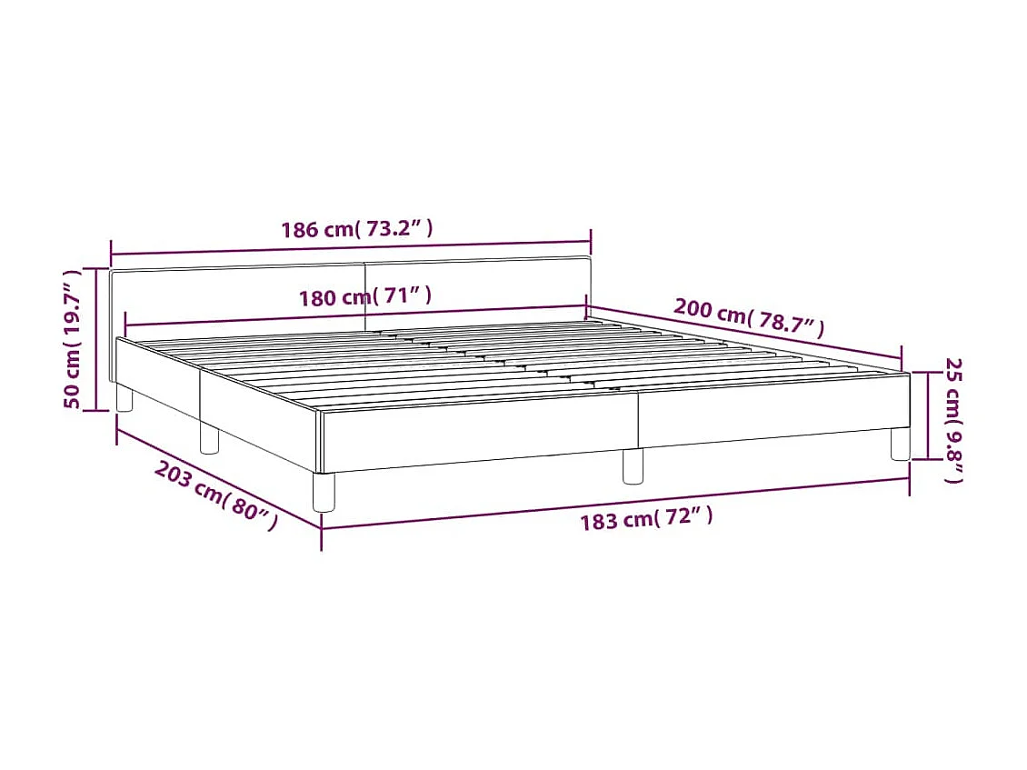 Estrutura de cama 180x200 cm tecido cinzento-escuro