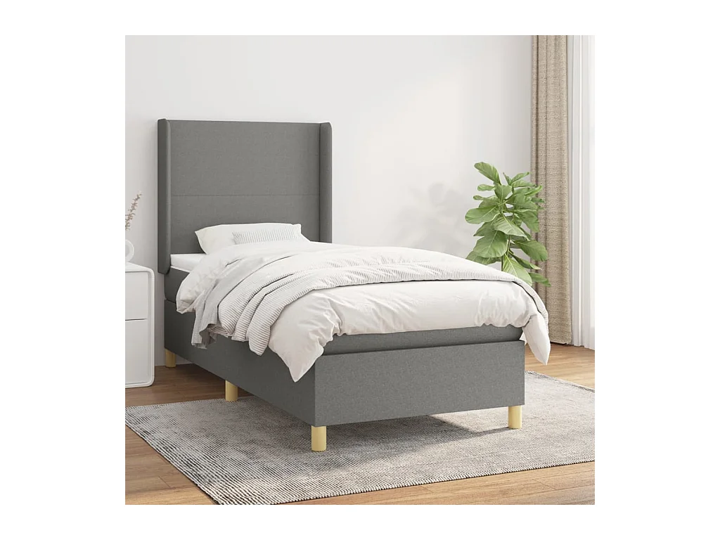 Boxspring met matras stof donkergrijs 100x200 cm