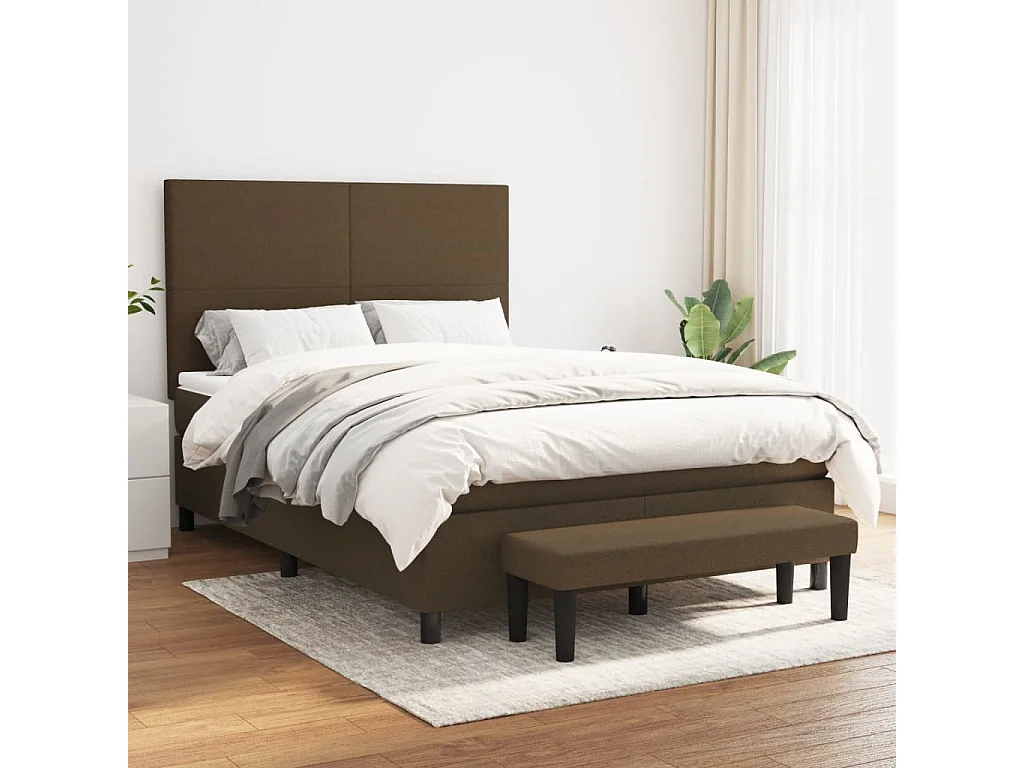 Lit à sommier tapissier avec matelas Marron foncé 140x200 cm