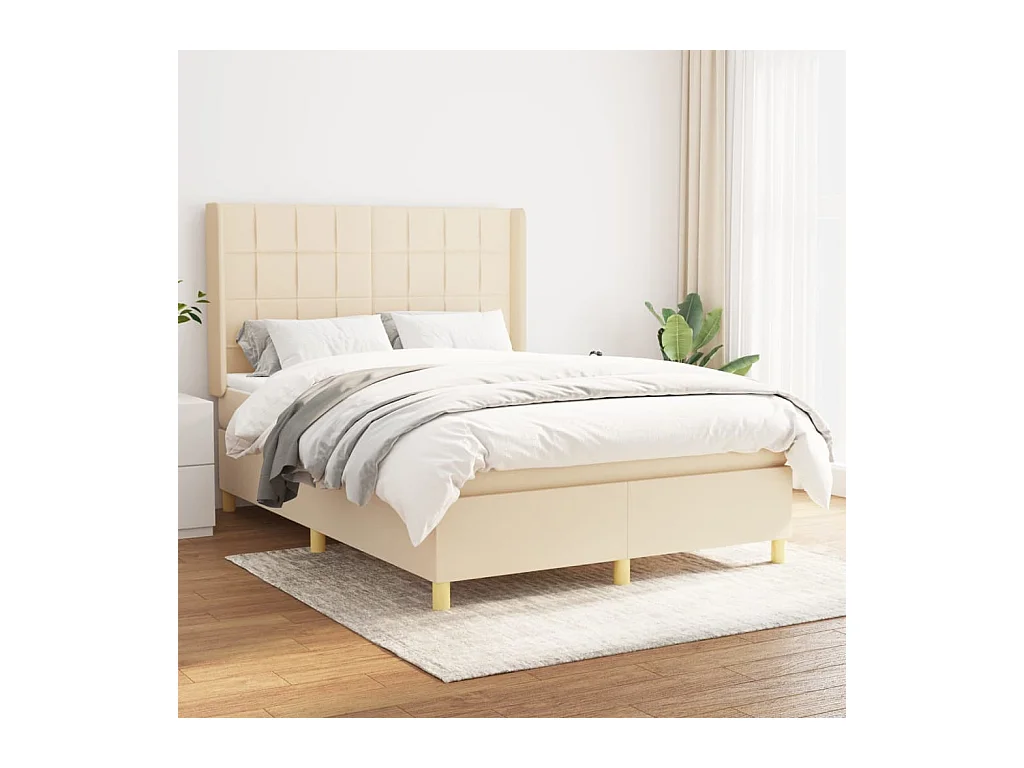 Boxspring met matras stof crèmekleurig 140x190 cm