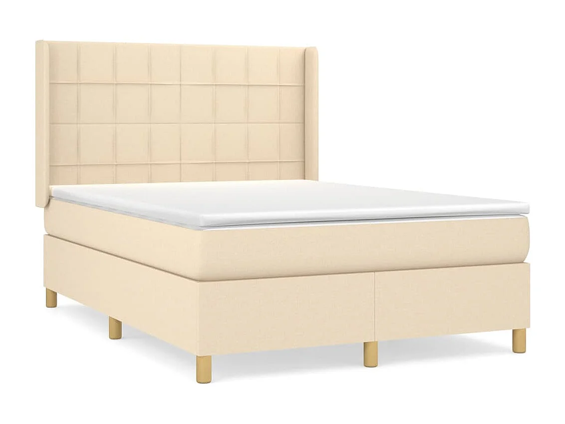 Cama com molas/colchão 140x190 cm tecido cor creme