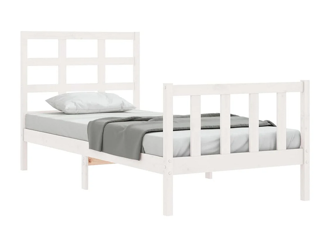 Estrutura de cama com cabeceira 100x200cm madeira maciça branco