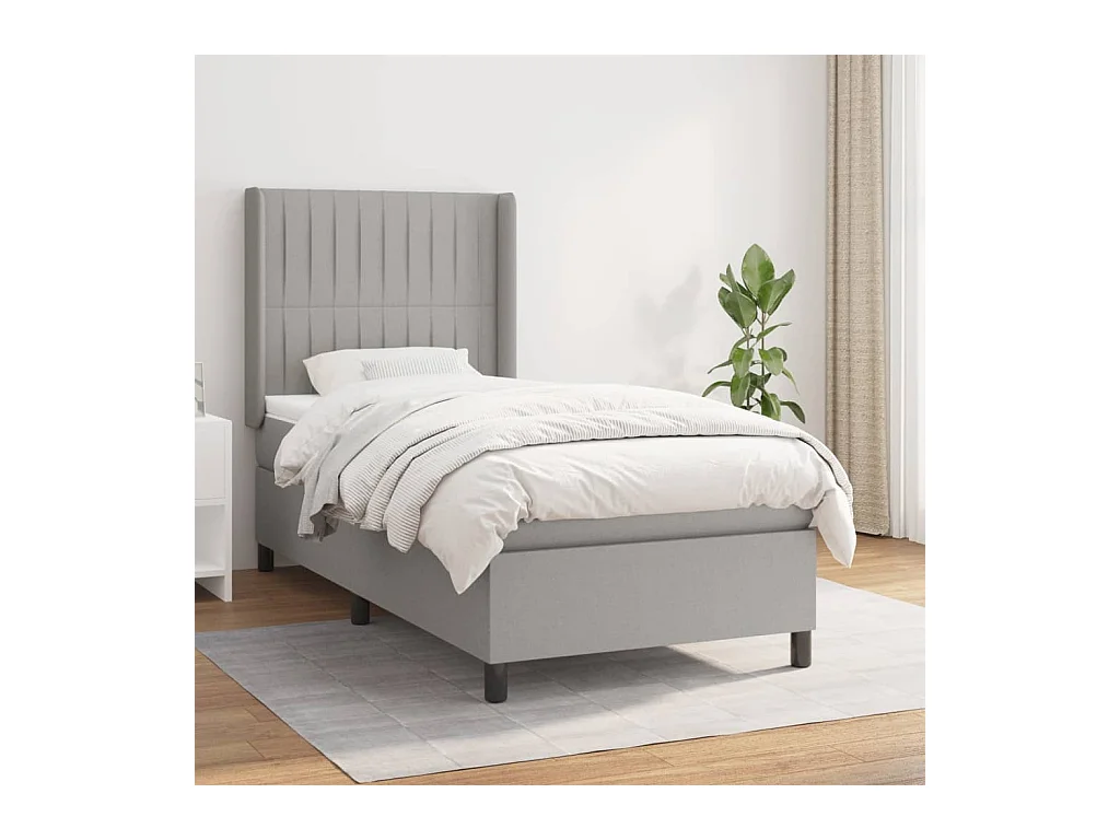 Cama com molas/colchão 80x200 cm tecido cinza-claro