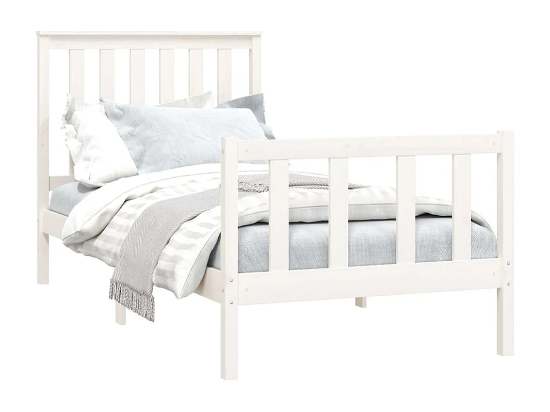 Cadre de lit et tête de lit blanc 100x200 cm bois de pin massif