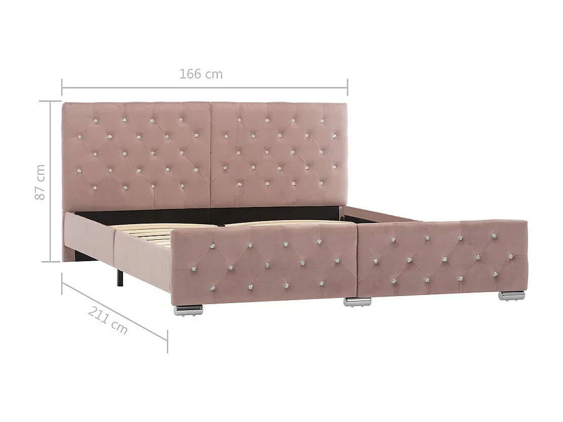 Estrutura de cama 160x200 cm veludo rosa