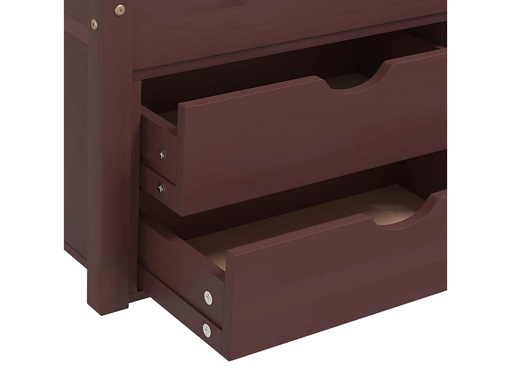 Cadre de lit avec tiroirs et armoire Marron foncé Pin 90x200 cm