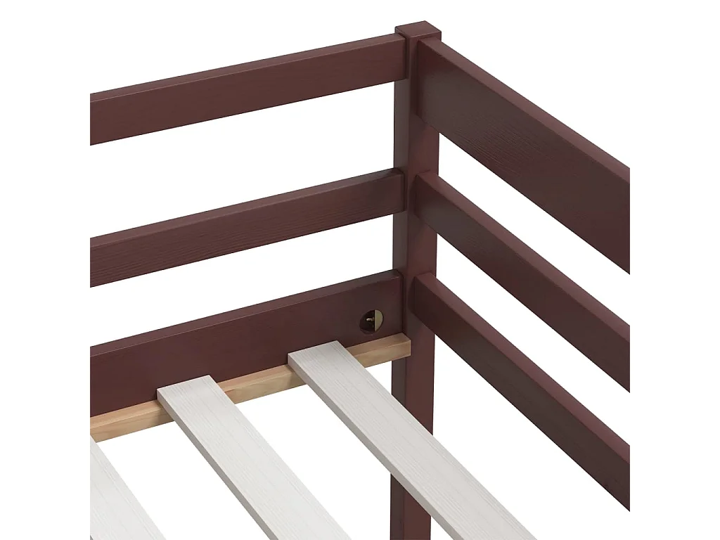 Cama com gavetas e móvel 90x200 cm pinho maciço castanho-escuro