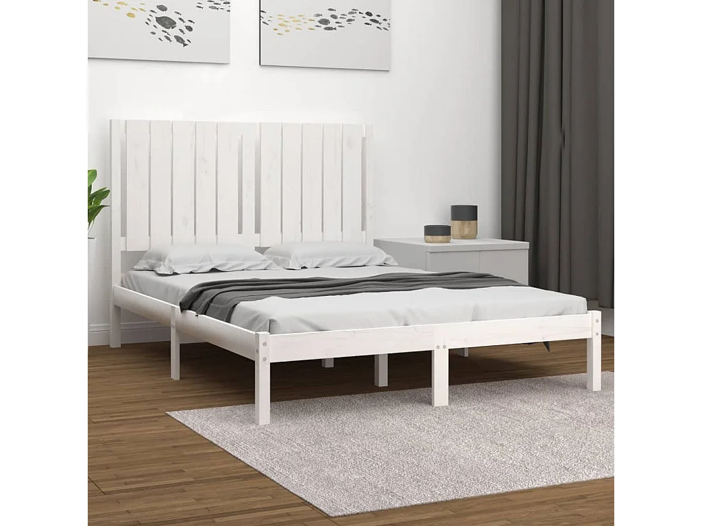 Estructura de cama madera maciza de pino blanco 120x200 cm