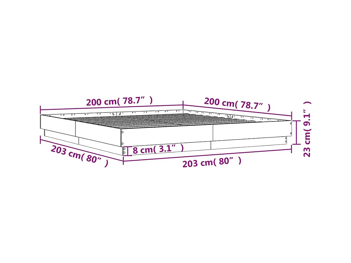 Cadre de lit chêne sonoma 200x200 cm bois d'ingénierie