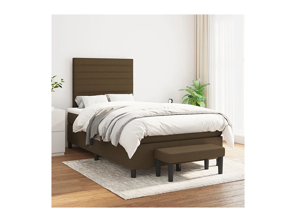 Boxspring met matras stof donkerbruin 120x200 cm