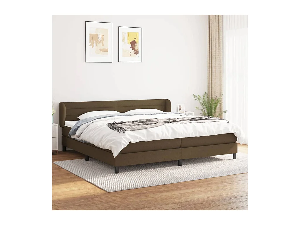 Boxspring met matras stof donkerbruin 200x200 cm