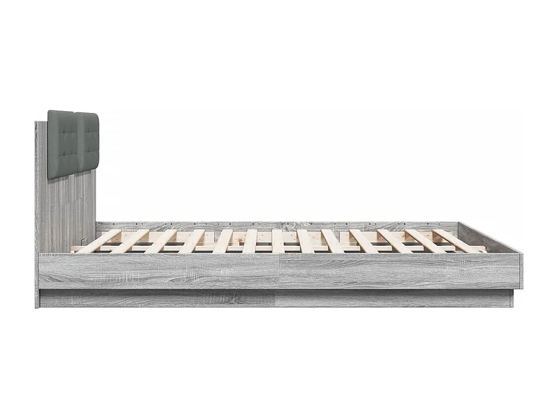 Cadre de lit tête de lit et lumières LED sonoma gris 160x200 cm