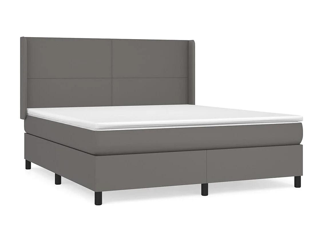 Lit à sommier tapissier avec matelas Gris 160x200 cm Similicuir